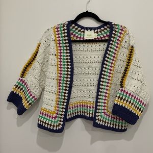 anthropologie Meave cropped crochet cardigan sweater